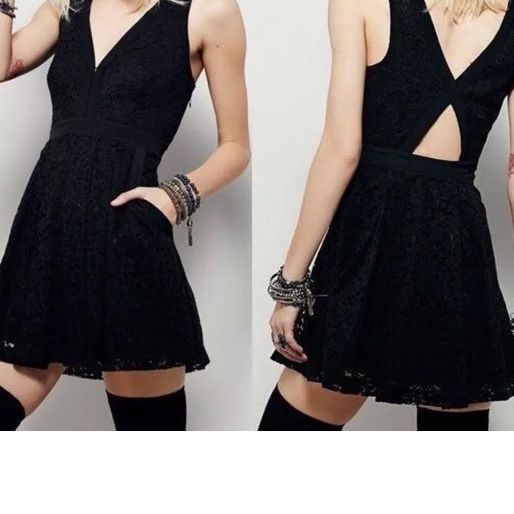 Free People Black lace dress